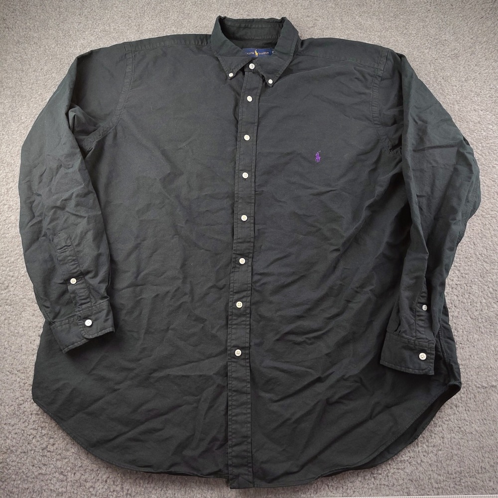 Ralph Lauren Oxford Button Down Shirt Mens 2XLT Black 100% Cotton EUC